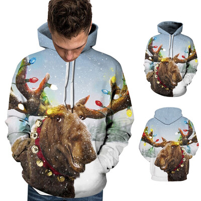 

Tailored Christmas Women Men Couples Print Long Sleeve Hoodie Sweatshirt Pullover Tops