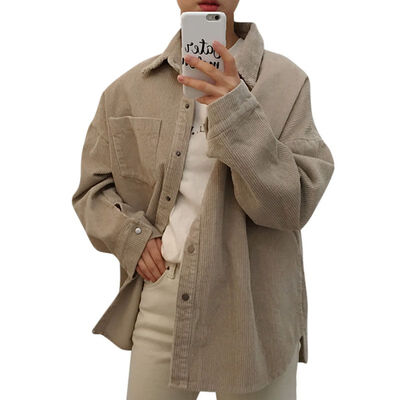 

Korean Long Sleeve Solid Jacket Outwear Spring Autumn Loose Women Coats Pocket Casual Corduroy Jackets