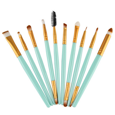 

658 10 PcsSet Pro Beauty Eye Shadow Eyeliner Cosmetic Makeup Brush Brushes Set Tools