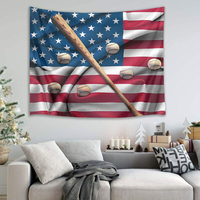 

Gobestart American Flag Baseball Tapestry Photography Background Wall Decoration
