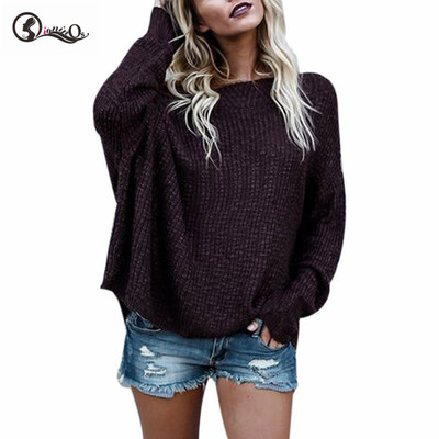 

Autumn Sweater Women Sexy Long Sleeve Off Shoulder Tops Plus Size Knitted Solid Color Pullovers Fashion Clothing Femme