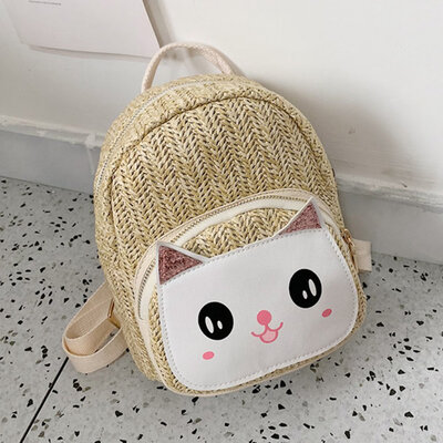 

New Boy Girl Straw Cartoon Backpack School Rucksack Bag Special Necessary