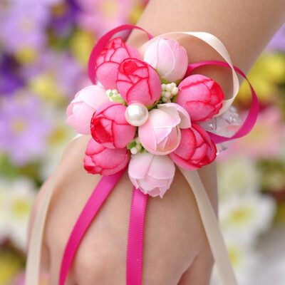 

Elastic Band Artificial Wrist Flower Children Dance Hand Flowers Girls Bridesmaid Wedding Prom Party Bride Decoration Flower