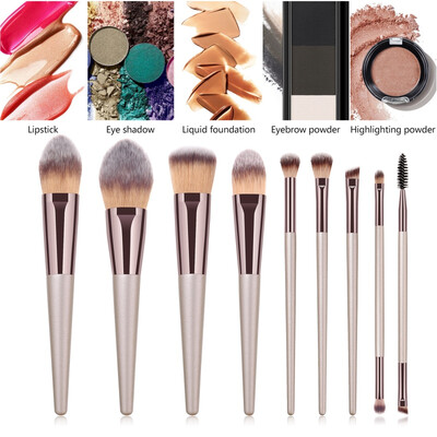 

9pcs Foundation Brush Makeup Brush Set Loose Powder BrushEyebrow Eyelash Lip Brush Cosmetic Brush Set