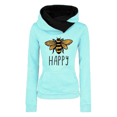 

Tailored Women Lapel Pullover Long Sleeves Bee Printed Hoodies Sweatshirt