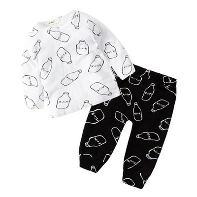 

Autumn Pajamas Sets Children Clothing Set Kids Girls T-shirt Pants Suit Newborn Baby Boys Clothes Set Suits Outfits