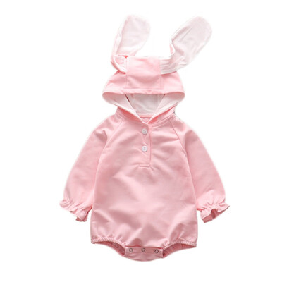 

2019 Baby Clothes Baby Romper Toddler Infant Baby Girl Boy Cartoon Rabbit Ear Long Sleeve Hooded Newborn Jumpsuit Romper
