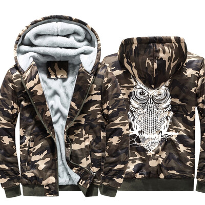 

Gobestart Mens Hoodie Camouflag Warm Fleece Zipper Sweater Jacket Outwear Coat Tops Blouse