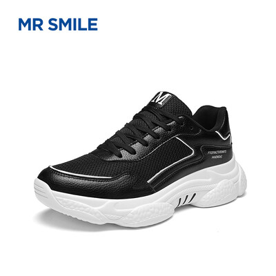 

Mr Smile MR SMILE Korean fashion mesh stitching trend wild casual sports increase mens shoes black 44