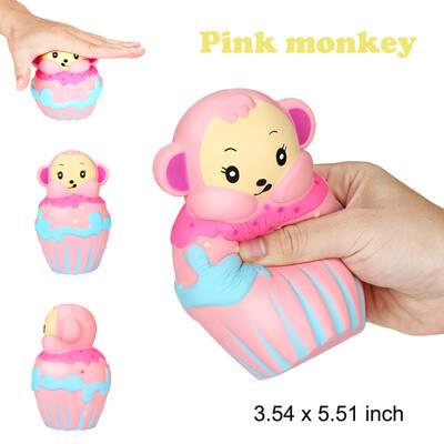 

YIWULAStress Reliever Pink Monkey Scented Super Slow Rising Kids Toy Cute Squeeze Toy