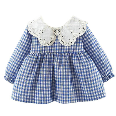 

Autumn Casual Toddler Baby Girls Long Flare Sleeve Plaid Print Thicken Dress Kids Princess Pageant Dresses