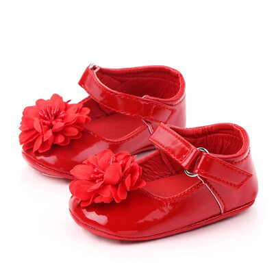

Newborn Baby PU Leather Shoes Baby Girl Prewalker Flower Soft Soled Non-slip Footwear Baby Cute Crib Shoes