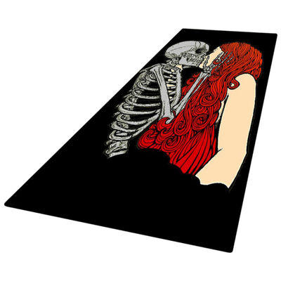 

Halloween Holiday Home Decorations Theme Rectangle Area Rug Soft Flannel Floor Skeleton Pattern Carpet Non-Slip Back Mat
