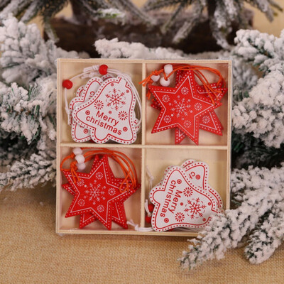 

Christmas Gift Wooden Cartoon Shape Decoration Christmas Tree Pendant Set New Year Cute Ornaments