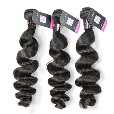 

Superior Grade mix 3 or 4 bundles Burmese loose wave Virgin Human hair extensions