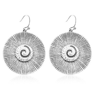 

Vintage Geometric Big Cirle Round Earrings Retro Ethnic Stripe Statement Wedding Drop Earrings Steampunk Style Jewelry Gift