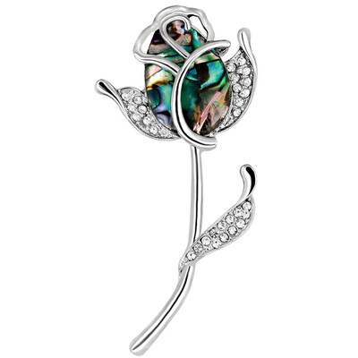

Handmade Blue Crystal Rose Flower Brooch Pin Birthday Gift Garment Accessories For Women