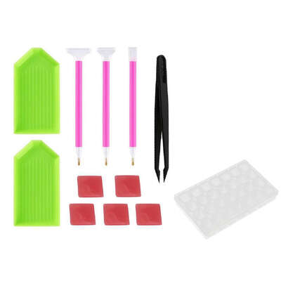 

11Pcs Diamond Embroidery Cross Stitch Tool Set with 28 Grids Plastic Storage Box Jewelry Organizer Case