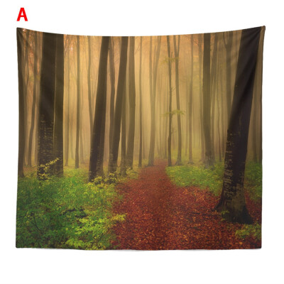 

Toponeto Misty Forest Tapestry Wall Hanging Nature Landscape Tapestry Sunshine Through Tree Tapestries for Bedroom Living Room