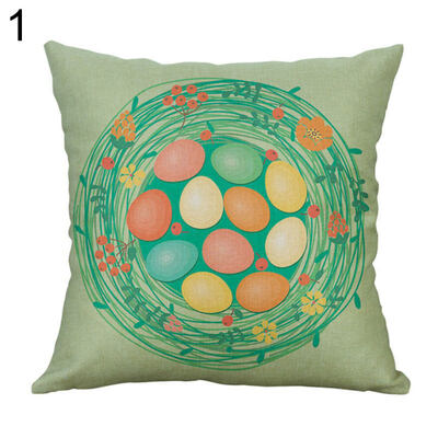 

Happy Easter Egg Rabbit Flower Pillow Case Cushion Cover Sofa Bed Car Cafe Decor