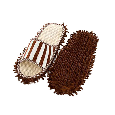

Gobestart Coral Velvet Striped Machine Washable Slippers Chenille Linen Mopping Slippers