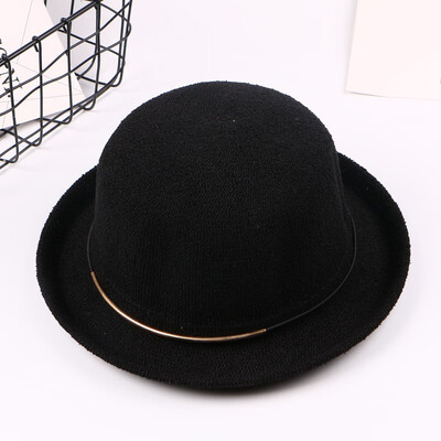 

Spring&Autumn England retro-dome small gift hat summer casual metal hemming hat womens fashion sun-shading basin cap