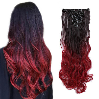 

8 PcsSet Fashion Long Curly Wavy Straight Clip In Hair Extension Sexy Heat Resistant Party Hair Natural Synthetic Hair For Women