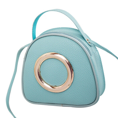 

Fashion Womens Metal Circle Tote Round Faux Leather Crossbody Shoulder Bag