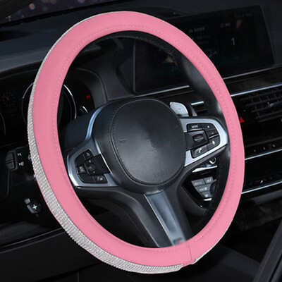 

Full Rhinestone Imitation Leather Car Steering Wheel Cover 38cm For Girls Ladies