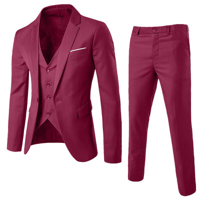 

Gobestart Mens Suit Slim 3-Piece Suit r Business Wedding Party Jacket Vest & Pants