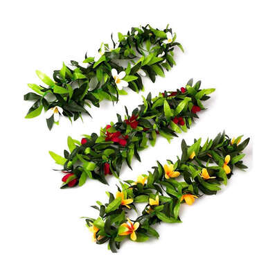 

3pcs Hawaiian Wreath Tropical Artificial Leaf Flower Party Lei for Festival Decoration