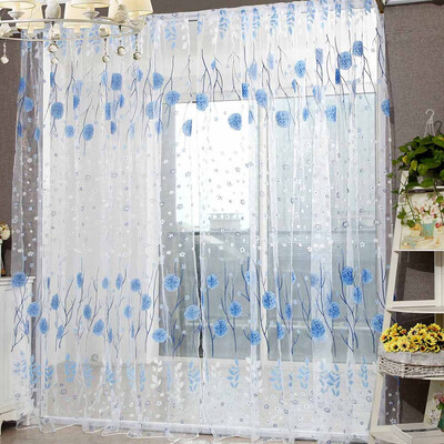 

Gobestart 1 PCS Vines Leaves Tulle Door Window Curtain Drape Panel Sheer Scarf Valances