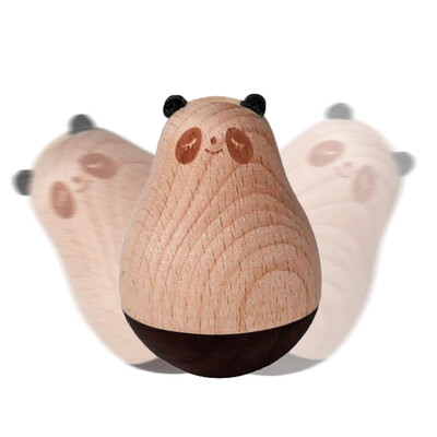 

Toponeto Cartoon Wooden Tumbler Doll Toy Mini Funny Roly-Poly Toys Birthday Gift Decor