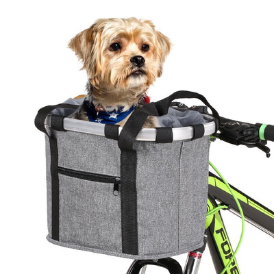 

Bike Detachable Basket Bicycle Front Pet Carrier Canvas Front Bag Aluminum Alloy Frame Pet Basket