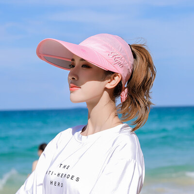 

Hat Female Summer Skytop Sunshade Cap Sunscreen Cap Face Cover Ultraviolet Protection Travel Extensible Sun Cap