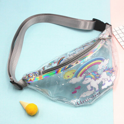 

pengousm Waist bag ladies pocket transparent print girl pockets shoulder strap adjustable