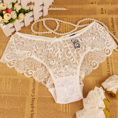 

Womens Sexy Full Lace Panties -XL 5Colors High-Crotch Transparent Floral Bow Soft Briefs Underwear Culotte Femme
