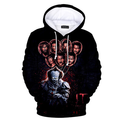 

Herqw61 Mens 3D Stephen Kings It Hoodie Pullover Sweatshirt Terror Movie Cool Pullover Tops