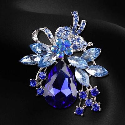

Clear Water drop Stone Leaves Brooch Jewelry Brooches for Women & Girls