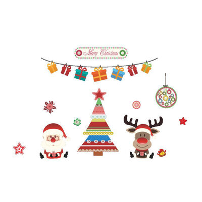

2019 New Christmas Tree Santa Claus Holiday Decorative Wall Sticker Decals for Home Office Store Hotel