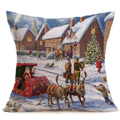 

Tailored Merry Christmas Linen Pillow Cases Sofa Cushion Cover Home Decoration