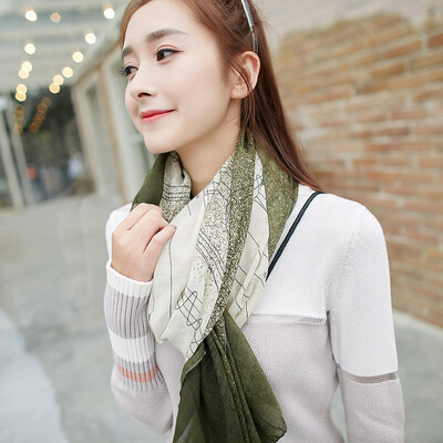 

Womens Two-Color Stitching Printing Scarf Autumn Retro Pattern Cotton And Linen Scarf Pastoral Plain Long Vintage Shawl