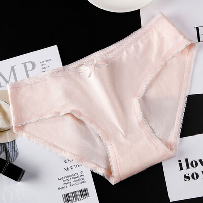 

Women Cotton Brief Underwear Mid-waist Panties Breathable Ladies Girls Underpants 8 Colors