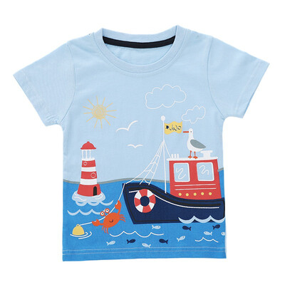 

1-8Y Cartoon Print Baby Boys Star T Shirt For Summer Infant Kids Boys Girls Dog T-Shirts Clothes Cotton Toddler Casual Tee Tops