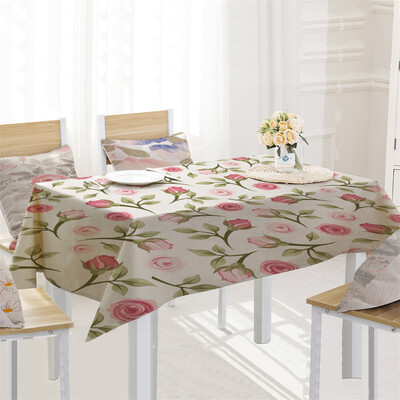 

Toponeto Rose Table Cloth Linen Tablecloth For Kitchen Decorative Dining Table Cover