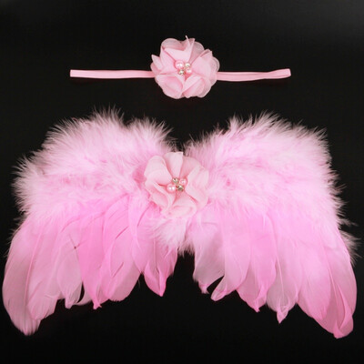 

Infant Baby Photo Angel Wings Flower Headband Sets Children Feather Handmade Flower Hairband Wings Fashion Headband