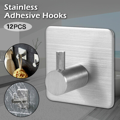 

4 8 12PCS 304 Stainless Steel Hook Plastic Wall Hanging Towel Bathrobe Clothes Without Punching