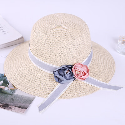 

Japanese ribbon bow bow hand straw hat can fold wide eaves 100 fishing man hat summer sun protection hat female