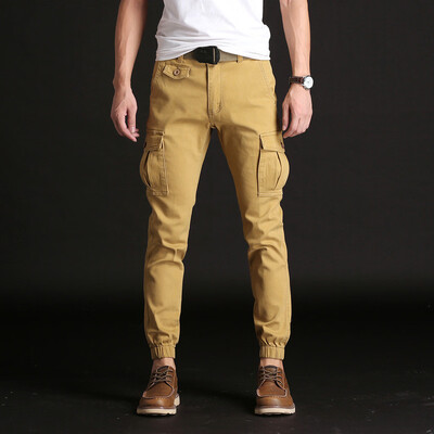

Gobestart Mens Cool Summer Hot Leisure Pants Multi-Pocket Spring Overalls
