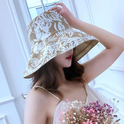 

Fashion Spring Summer Double Sided Wearable Wide Brim Sun Hat Breathable Women Beach Bucket Cap